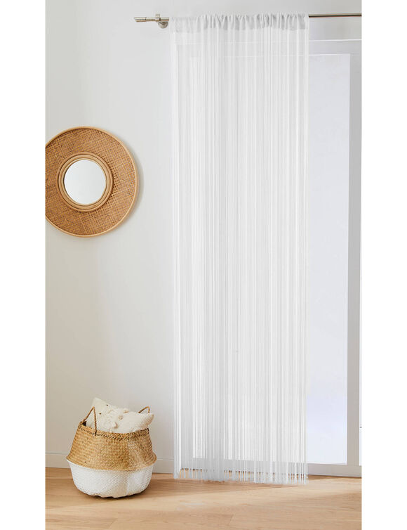 Rideau de fils découpable finition passe-tringle (blanc)