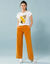 Ruime, rechte broek, speciaal voor kleine lengtes (kerrie)