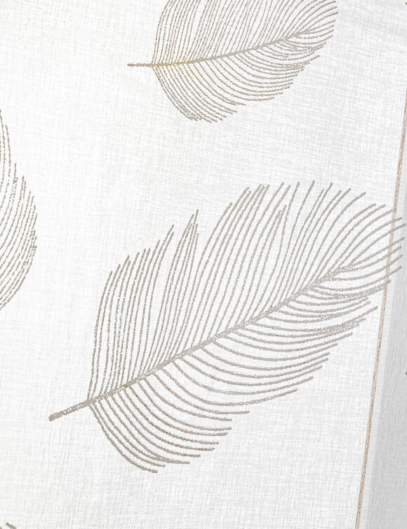 Vitrage passe-tringle motif plumes (blanc)