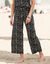 Ruime, bedrukte 7/8-broek in soepel tricot met elastische taille (zwart / ecru)