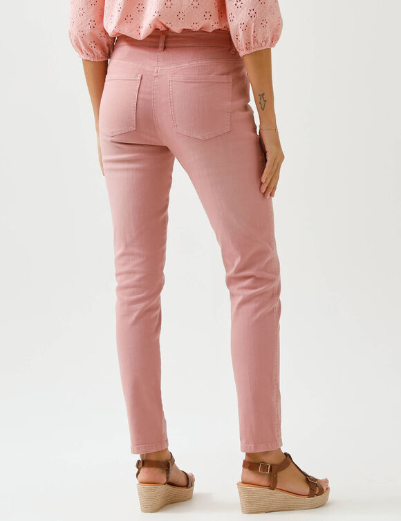 Pantalon slim, taille haute, petite stature (bois de rose)