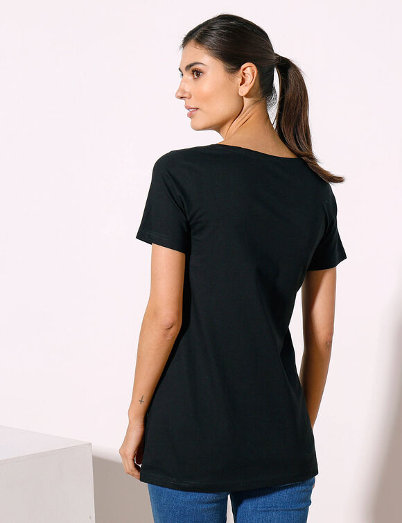 Effen T-shirt in biokatoen** met ronde hals, eco-verantwoord (zwart)