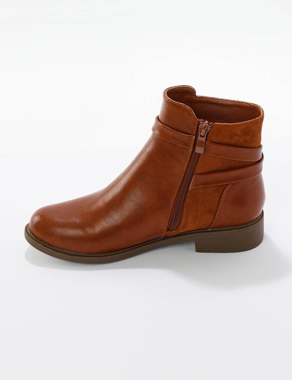 Boots met rits, riempjes en fantasiegespen (karamel)