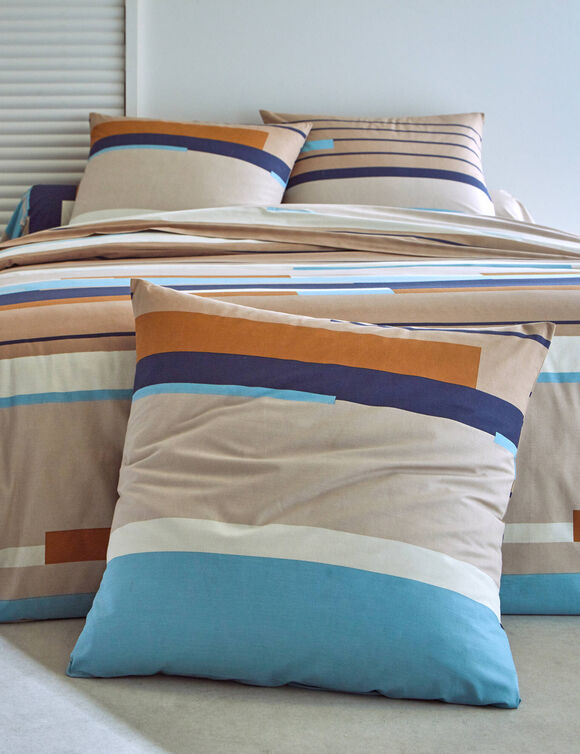 Liam-beddengoed met geometrische print - van katoen (beige)