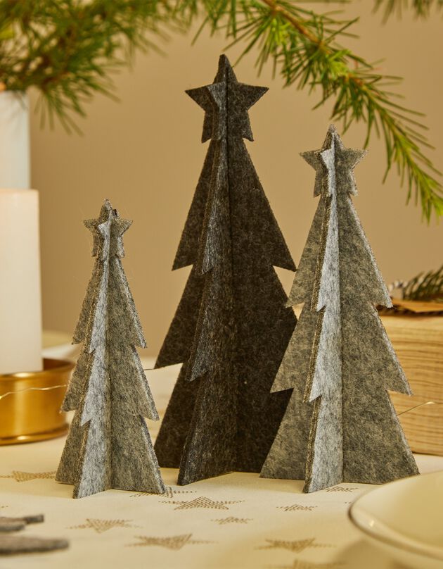 Lot de 3 sapins en feutrine (gris)