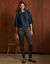 Legging 7/8&egrave;me &agrave; carreaux (marine / marron)