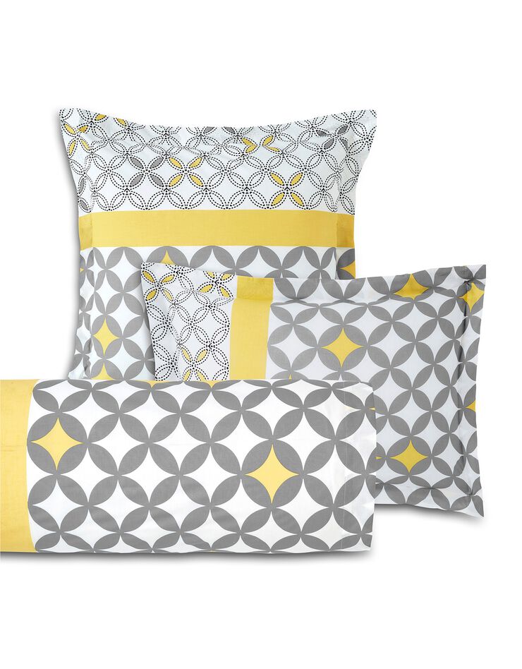 Linge de lit Marlow en coton motifs géométriques, gris / jaune, hi-res image number 5