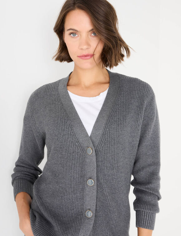 Long gilet boutonné  (gris chiné)