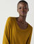 Effen T-shirt met ronde hals en lange mouwen (olijfgroen)