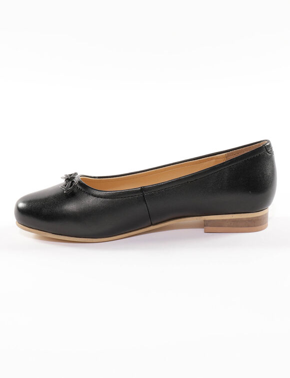 Comfortabele platte ballerina's in leer - zwart (zwart)