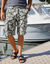 Bermuda in canvas met camouflageprint (lichtkaki)