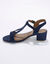 Leren sandalen met riempjes en hak, LWG-gecertificeerd (marine)