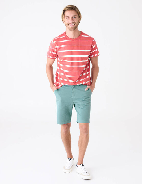 Effen chino bermuda (groenblauw)