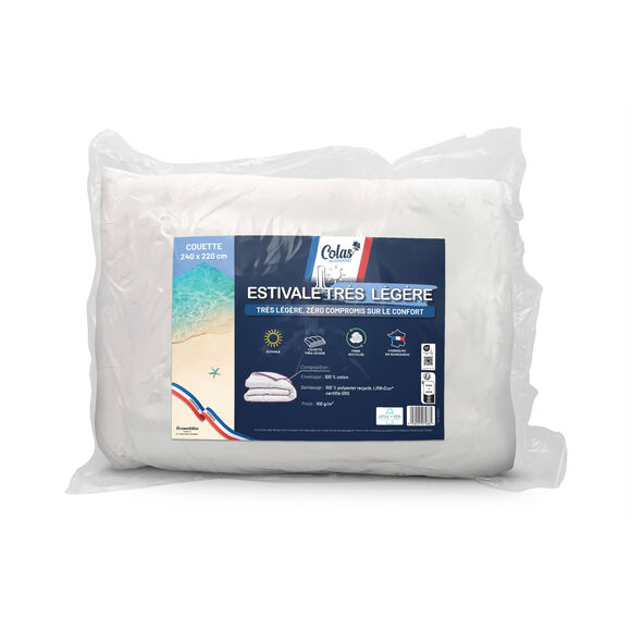 Couette &eacute;t&eacute; l&eacute;g&egrave;re 100 g/m&sup2; enveloppe coton (blanc)