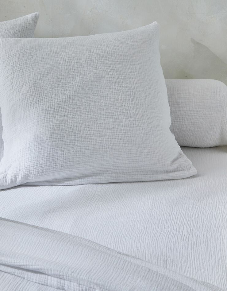 Linge de lit uni en triple gaze de coton (blanc)