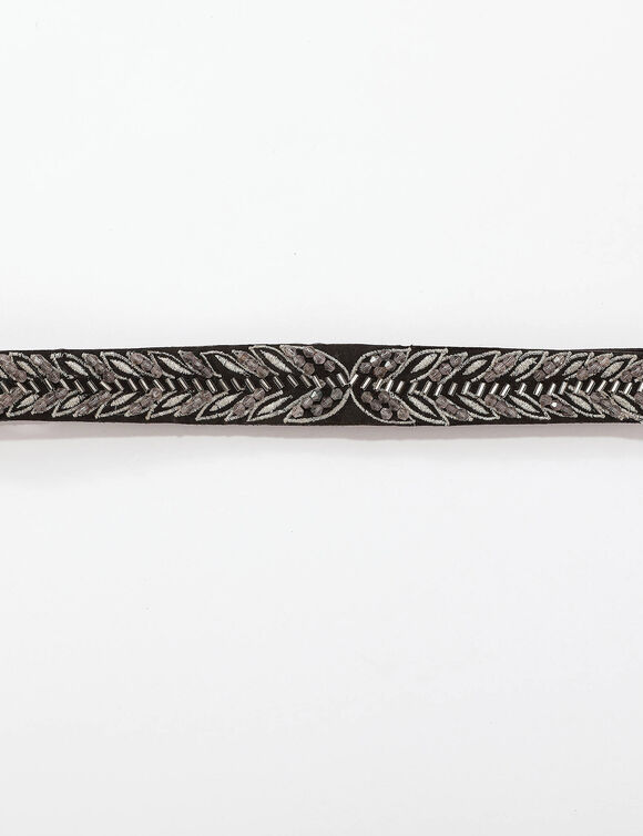 Ceinture r&eacute;glable &agrave; perles fantaisie (anthracite / argent)