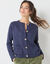 Vest met knopen en lange mouwen, fantasietricot (marine)