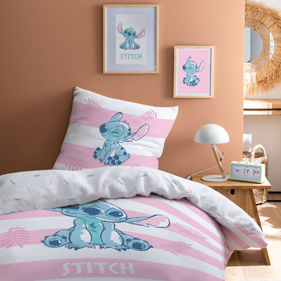 Bedlinnen Stitch® - katoen (blauw / roze)