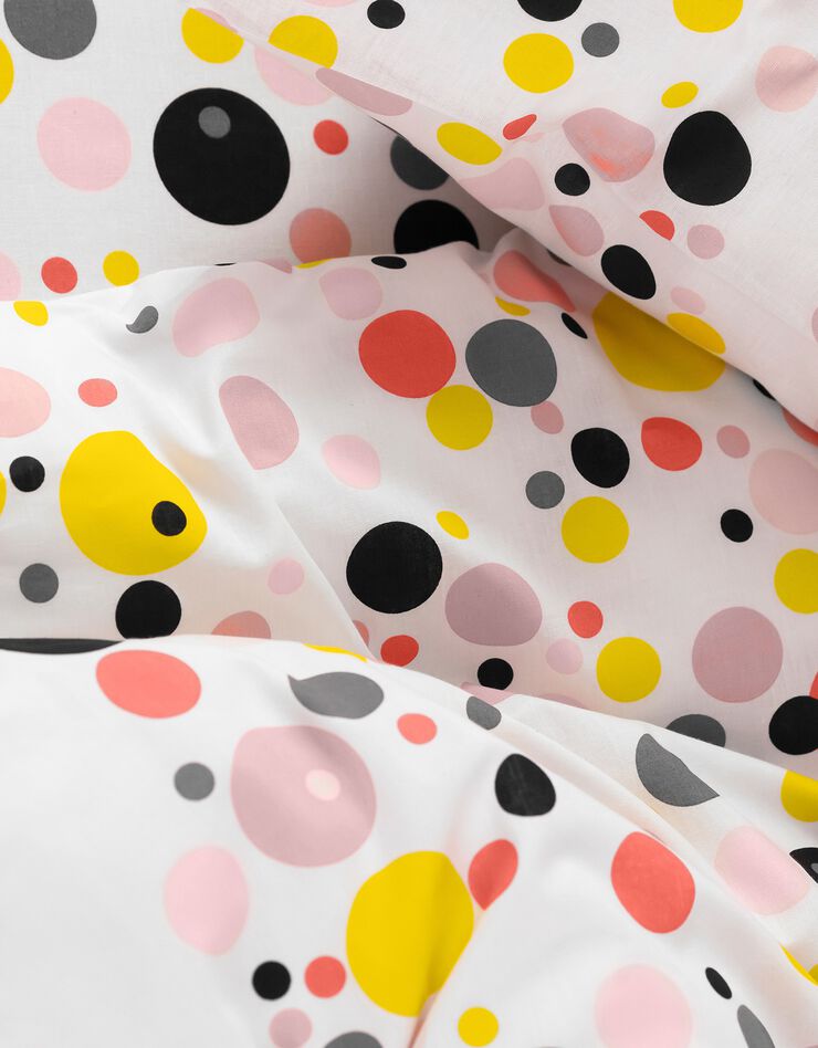 Linge de lit enfant Pétillant - coton imprimé bulles multicolores (blanc)