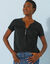 T-shirt met Tunesische hals en korte mouwen, broderie anglaise (zwart)