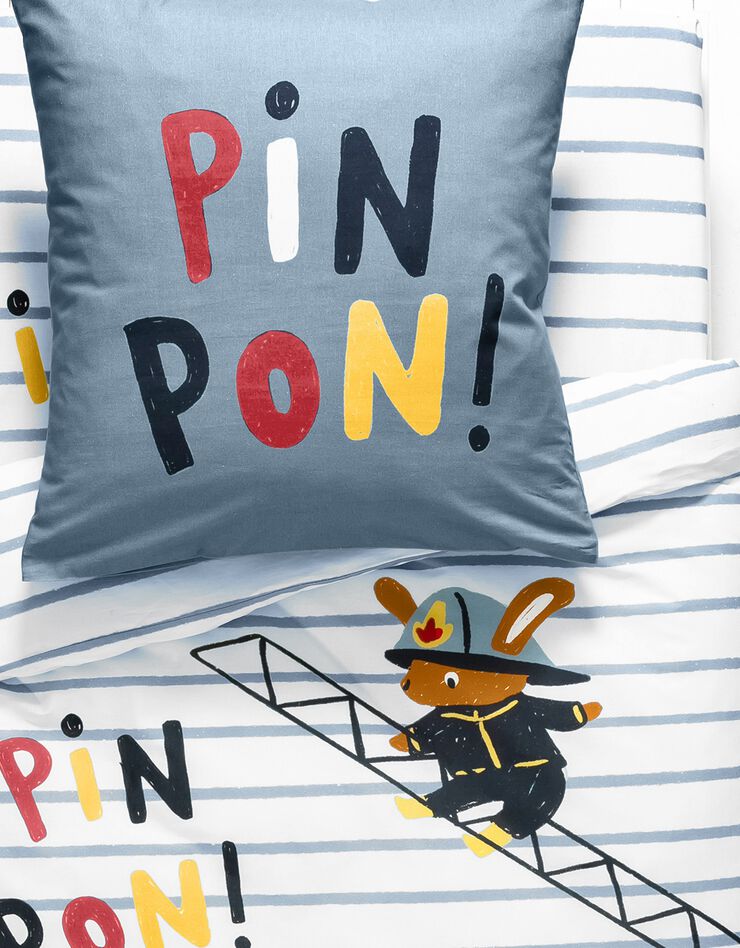 Bedlinnen voor kinderen met brandweermotieven, in katoen (hemelsblauw)