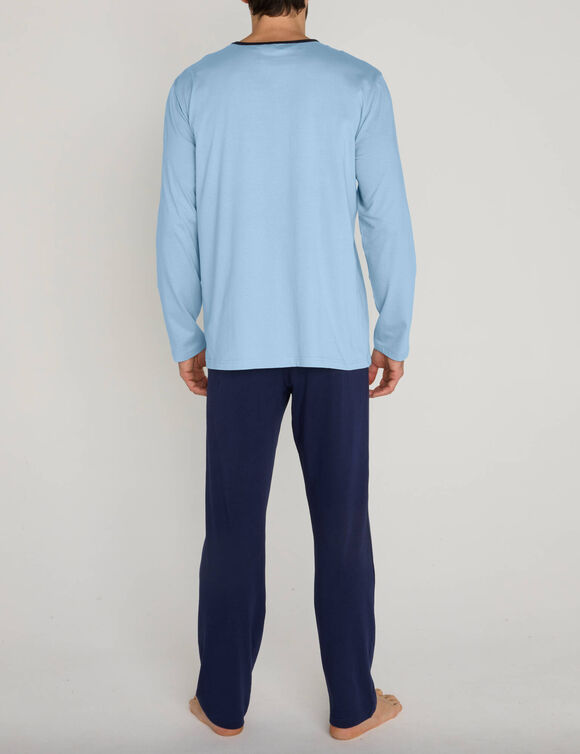 Pyjamabroek met lange mouwen en een broek van katoenen jersey (blauw / marine)