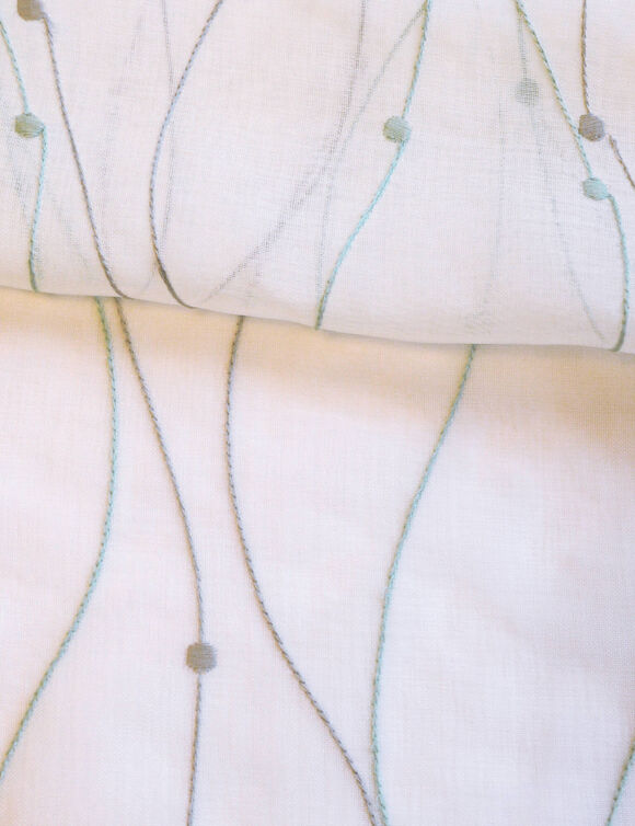 Voilage brod&eacute; serpentins (aqua)