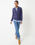 Vest met rits en polokraag, kabeltricot (marine)