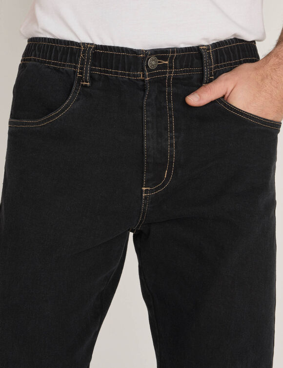 Jean droit taille &eacute;lastiqu&eacute;e - L28 (black)