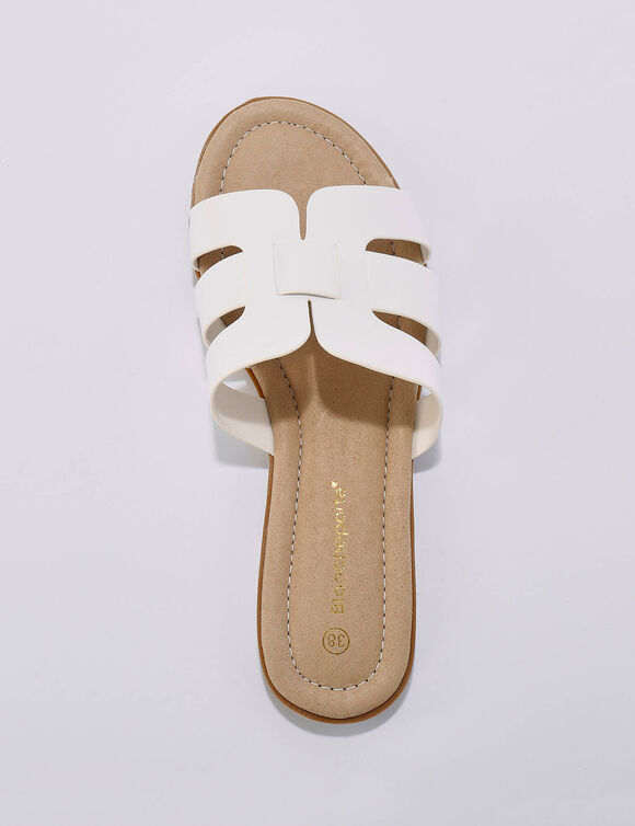 Mules plates bandes crois&eacute;es (blanc)