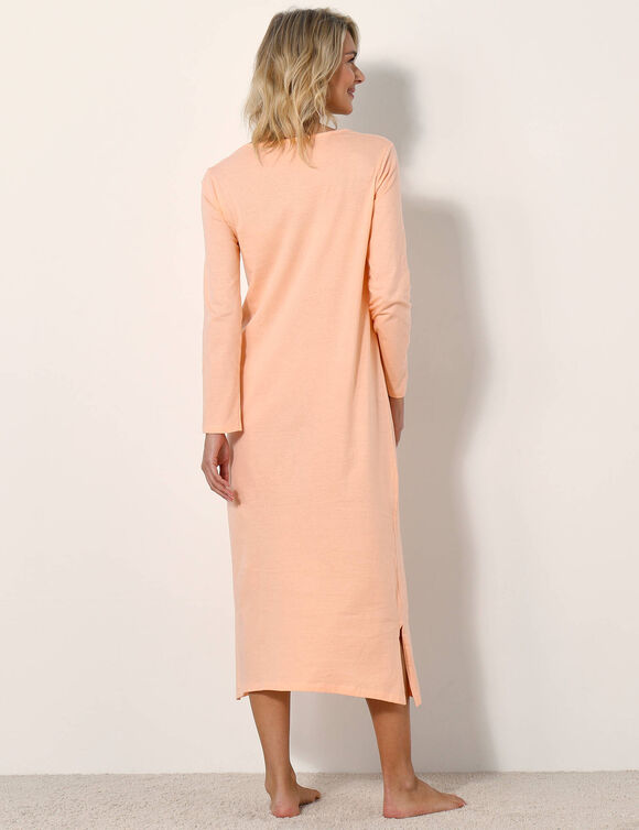 Chemise de nuit longue manches longues unie (pêche)