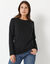 T-shirt chaleur manches longues, col rond (noir)