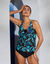 Haut de Tankini imprimé ligne post-opératoire PALOMBIA  (noir / bleu)
