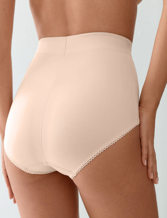 Gaine affinante maille satin&eacute;e et tulle jacquard - maintien intense (chair)