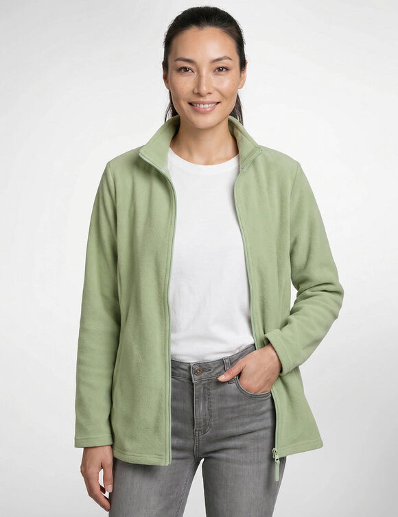 Veste zipp&eacute;e maille polaire, manches longues (tilleul)