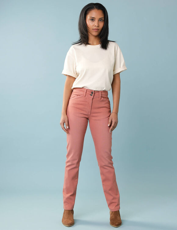 Pantalon droit &agrave; d&eacute;coupes, Sp&eacute;cial Petites (bois de rose)