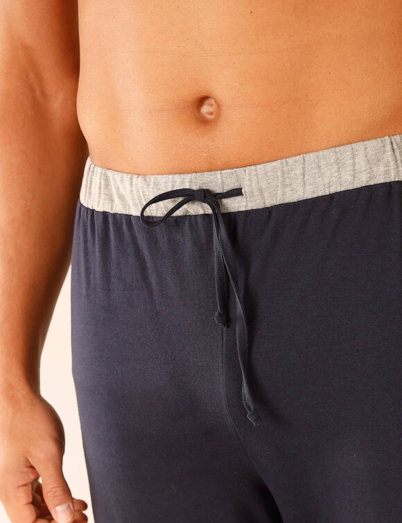Pyjamabroek met aangetrokken pijponderkanten - set van 2 (grijs + marine)