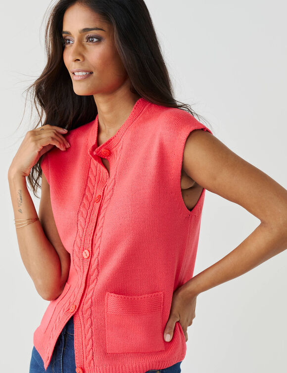Gilet sans manches boutonn&eacute; (rose)