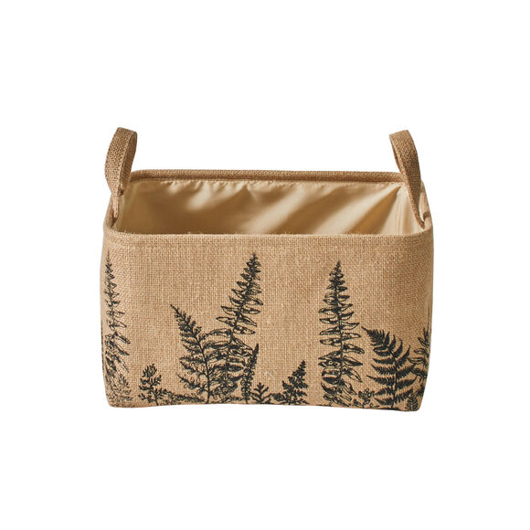Juten mand met varenprint - set van 2 (vlaskleur)