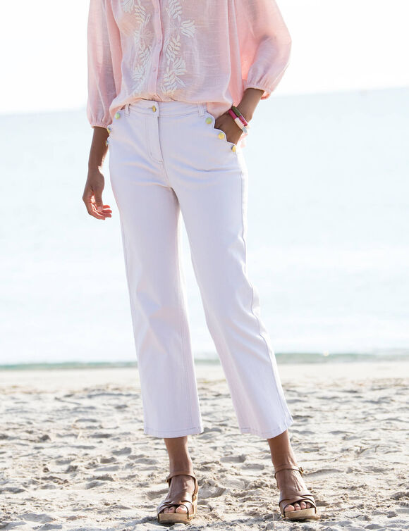 Pantalon coupe droite 7/8ème (écru)