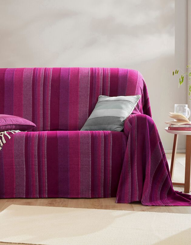 Veelkleurig artisanaal geweven sprei of plaid (pruim)