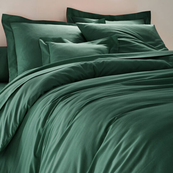 Linge de lit uni coton (vert sapin)