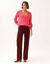 Ruime fluwelen broek met hoge taille, voor kleine vrouwen (bordeaux)