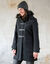 Effen duffelcoat met kap in nepbont (zwart)