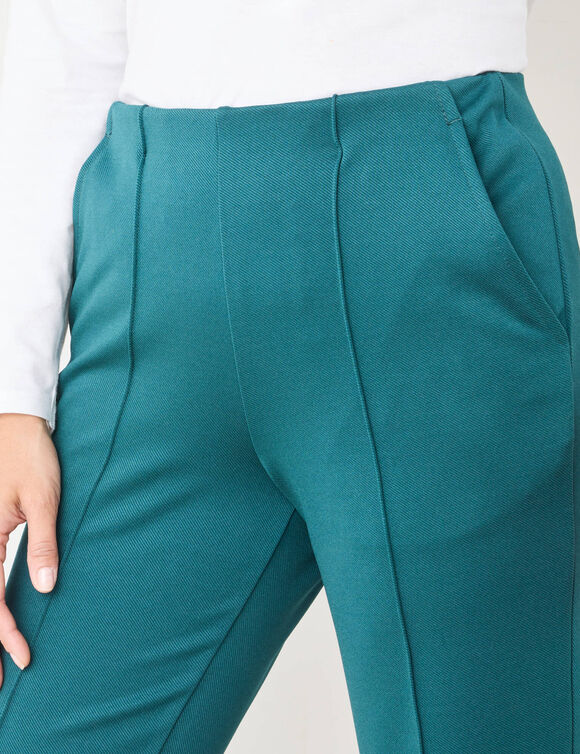 Pantalon droit effet ventre plat, maille (vert foncé)