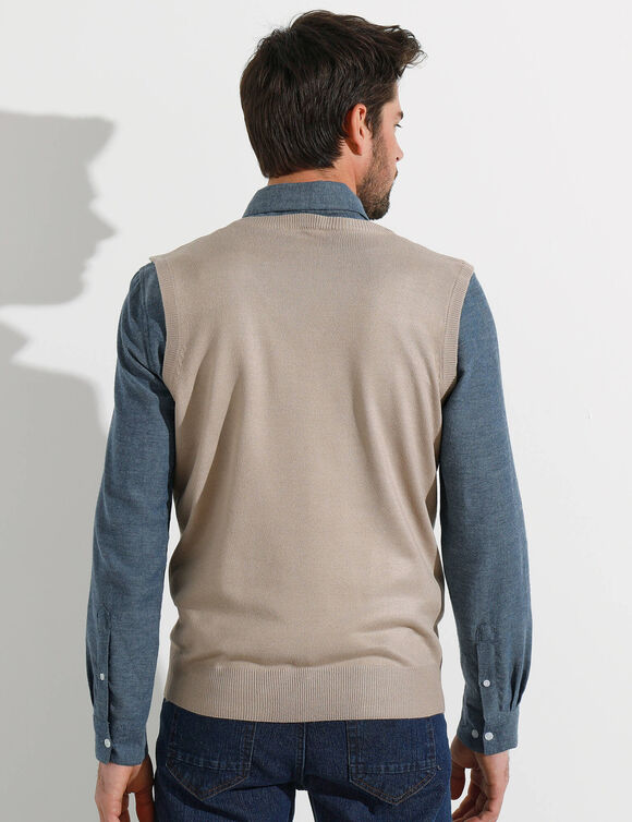 Débardeur col V (taupe clair)
