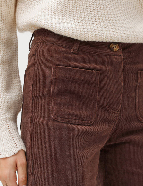 Pantalon coupe large taille haute, grande stature (chocolat)