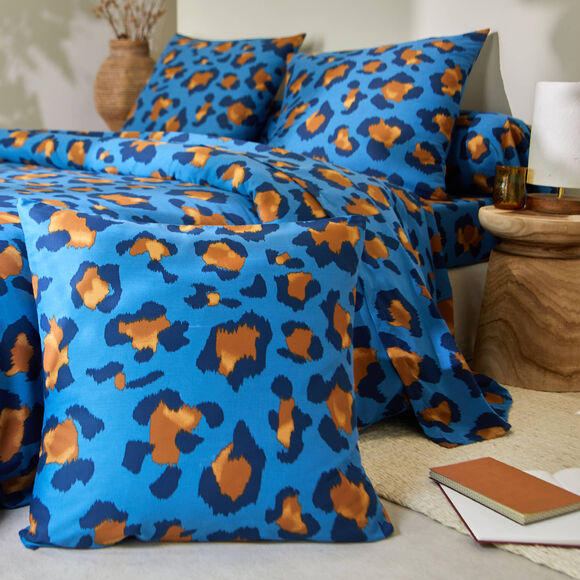 Linge de lit Pedro en polycoton imprimé peau de bête (blauw)