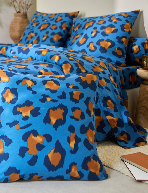 Linge de lit Pedro en polycoton imprimé peau de bête (bleu)