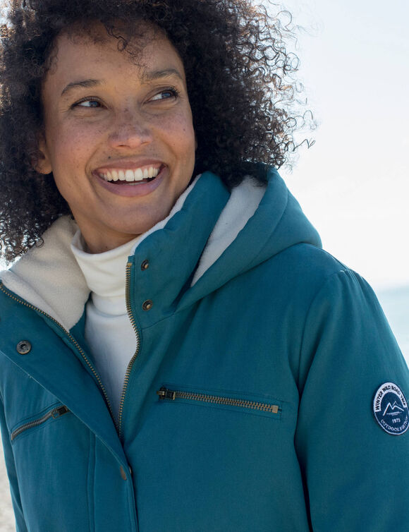 Parka d&eacute;perlante doubl&eacute;e maille polaire (bleu canard)